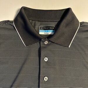 PGA TOUR Polo Golf Shirt Pull-Over‎ Button Collar  Gray/Black Size Men's Medium